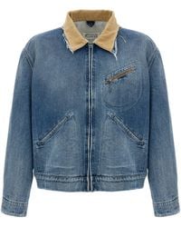 Maison Margiela - Stonewashed Denim Jacket With Corduroy Collar - Lyst