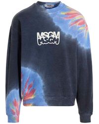 MSGM - Logo Print Tie Dye Sweatshirt - Lyst