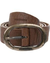 DSquared² - Craquele Leather Logo Buckle Belt - Lyst