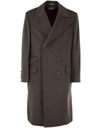 Brunello Cucinelli - Double-Breasted Pure Wool Tailored Coat - Lyst