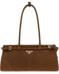 Prada - Brown Nabuk Bonnie Shoulder Bag - Lyst