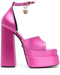 Versace - Medusa Platform Sandals With Adjustable Heel - Lyst