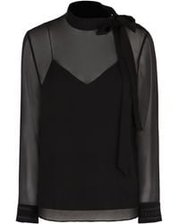 Gucci - Silk Georgette Bow Blouse - Lyst