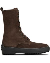 Tod's - Gommino Leather Laced Boots - Lyst