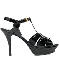 Saint Laurent - Tribute 75mm Patent Leather Platform Sandals - Lyst