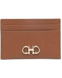 Ferragamo - Hammered Leather Gancini Cardholder Accessories - Lyst