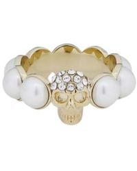 McQueen - Skull And Pearl Ring - Lyst