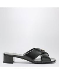 Prada - Leather Mules With Triangular Logo - Lyst