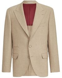 Brunello Cucinelli - Cashmere Blend Checked Single-Breasted Blazer - Lyst