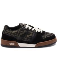 Fendi - Match Ff Jacquard Fabric And Suede Sneakers - Lyst