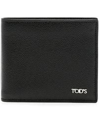 Tod's - Logo Plaque Grained Leather Bi-Fold Wallet - Lyst