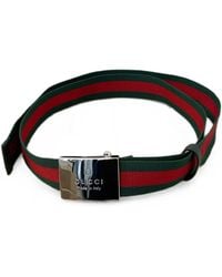 Gucci - Web Belt With Rectangular Buckle - Lyst