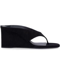 Alaïa - Alaïa Suede Thong Cube Heel Mules - Lyst