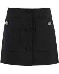 Prada - Crystal-Embellished Wool Mini Skirt - Lyst