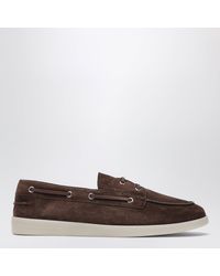 Prada - Suede Boat Shoes - Lyst