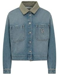 Ba&sh - Vigilio Denim Jacket Khaki Collar - Lyst