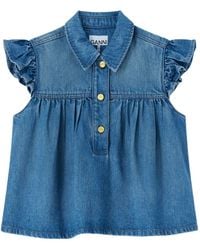 Ganni - Denim Top - Lyst