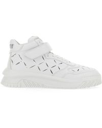 Versace - Leather High-Top Sneakers For - Lyst