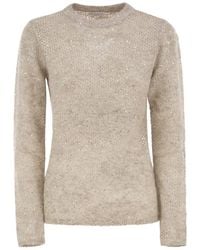 Brunello Cucinelli - Crew-Neck Mohair And Wool-Blend Sweater With Sequins - Lyst