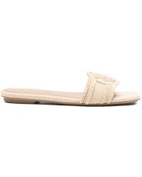 Emporio Armani - Rafia Flat Sandals - Lyst