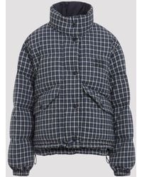 Miu Miu - Blu Bianco Reversible Checked Down Jacket - Lyst