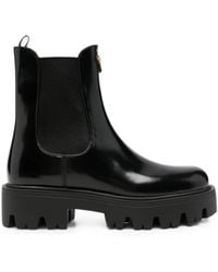Prada - Brushed Leather Booties - Lyst