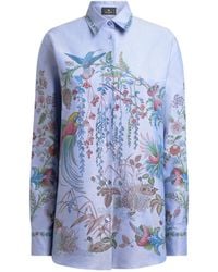 Etro - Printed Oxford Nude Cotton Shirt - Lyst