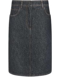 Fendi Ff Motif Pleated Skirt in Black | Lyst
