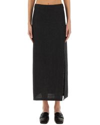 Alysi - Linen Skirt With Slit - Lyst
