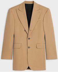 Celine - Veste Colonne En Laine Diagonale Caramel Jacket - Lyst