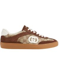 Gucci - Gg Fabric And Suede Sneakers - Lyst