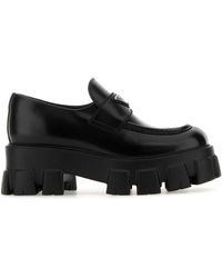 Prada - Monolith Logo-Plaque Patent-Leather Loafers - Lyst