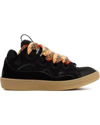Lanvin - Suede Leather Curb Sneakers - Lyst