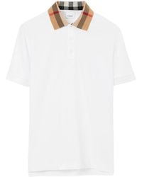 Burberry - Check Collar Polo Shirt - Lyst