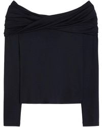 Max Mara - Wool Off-The-Shoulder Draped Top - Lyst