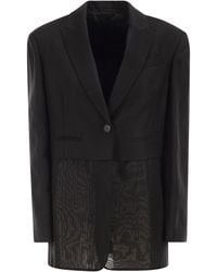 Brunello Cucinelli - Single-Breasted Viscose And Linen Jacket With Transparent Insert - Lyst