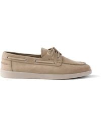 Prada - Suede Boat Shoes With Laces - Lyst