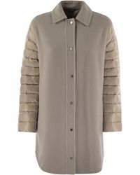 Herno - Luxury Wool-Blend Jacket With Quilted Down Sleeves - Lyst