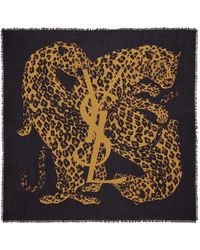 Saint Laurent - Cassandre Leopard Square Scarf - Lyst