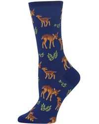 Hot Sox Mother Deer Crew Socks - Blue