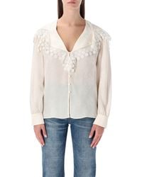 Chloé - Blouse With A Maxi Collar - Lyst