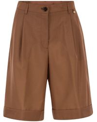 Herno - Tailored Virgin Wool Bermuda Shorts With Pleats - Lyst