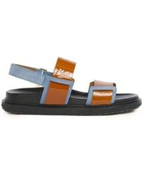 Marni - Fussbett Double-Strap Leather Sandals Shoes - Lyst
