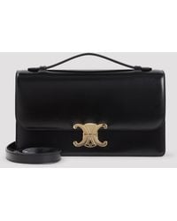 Celine - Medium Folio Calf Leather Shoulder Bag With Signature Logo Motif - Lyst