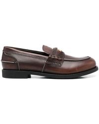 Miu Miu - Leather Distressed Penny Loafers - Lyst