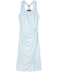 Versace - Draped Midi Dress With V-Neckline - Lyst