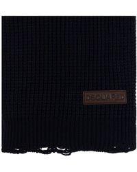 DSquared² - Logo Patch Knit Wool Scarf - Lyst