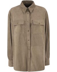 Brunello Cucinelli - Suede Overshirt With Patch Pockets - Lyst