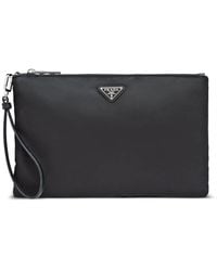 Prada - Re-Nylon Triangle-Logo Clutch Bag - Lyst