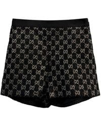 Gucci - Embroidered Lamé Wool Tweed Shorts - Lyst
